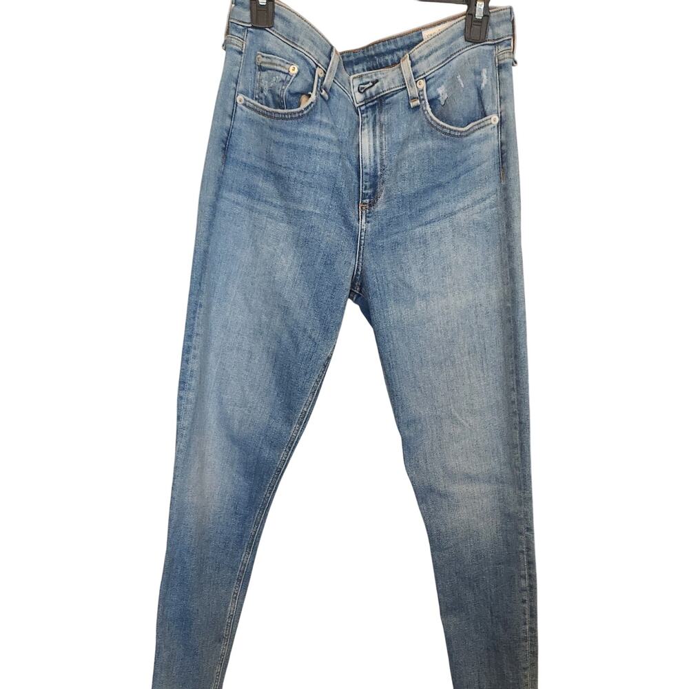 Rag & Bone Women's Mid Rise Ankle Skinny Jeans in Palmer Wash Raw Hem Size‎ 32